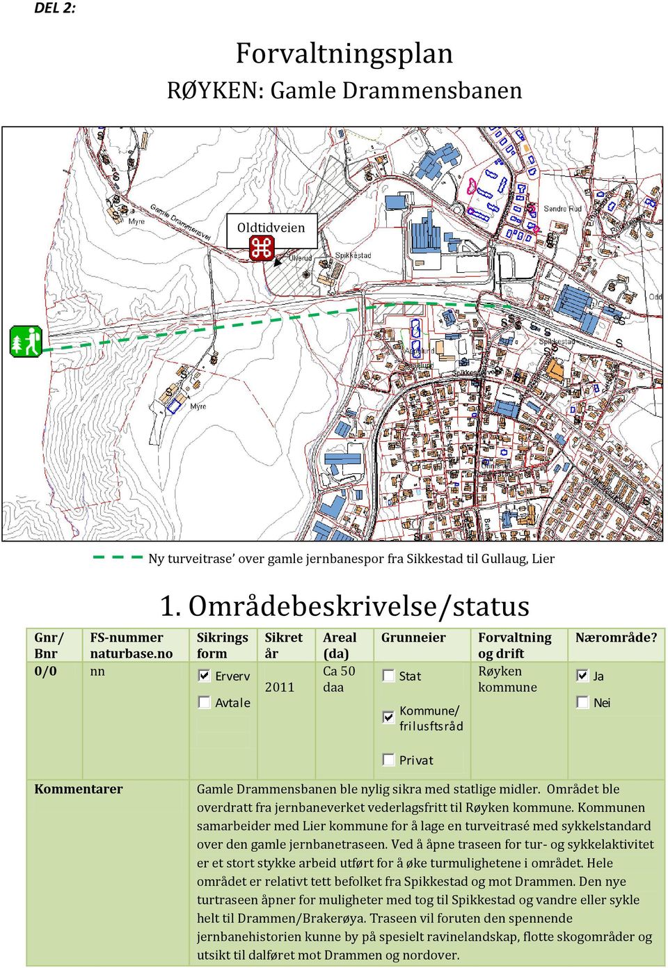 Ja Nei Privat Kommentarer Gamle Drammensbanen ble nylig sikra med statlige midler. Området ble overdratt fra jernbaneverket vederlagsfritt til Røyken kommune.