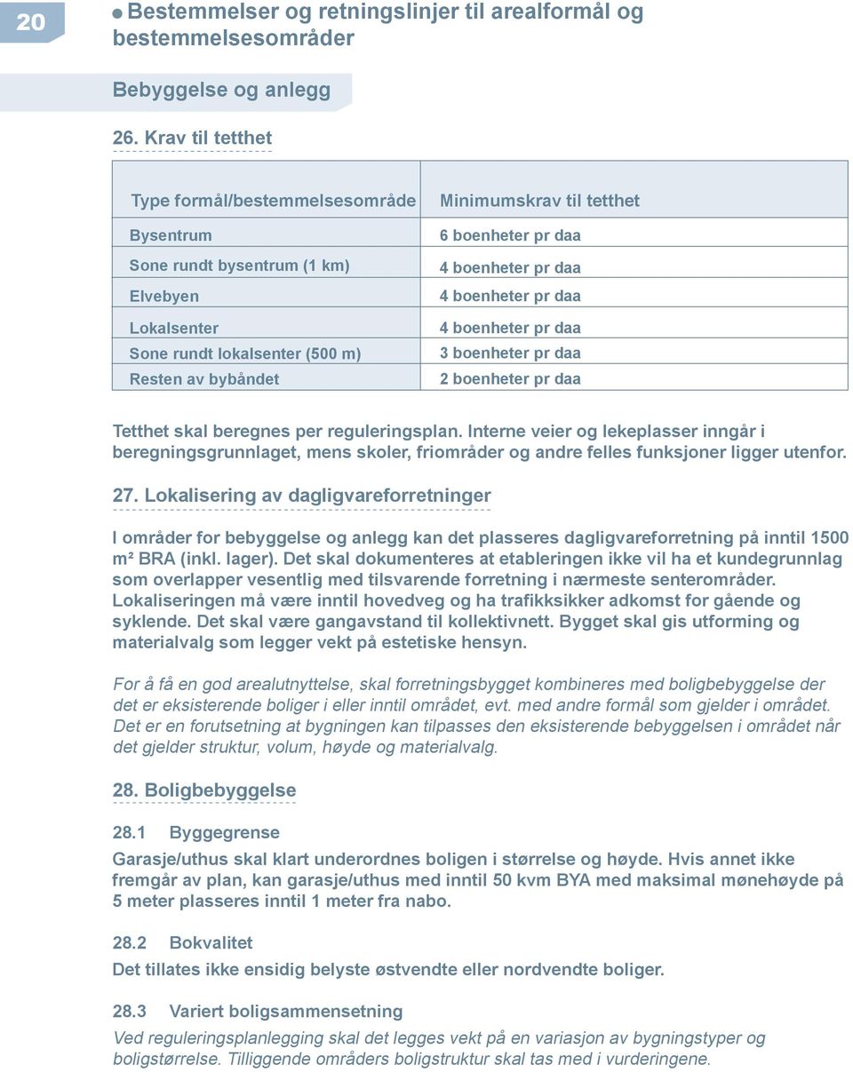 daa 4 boenheter pr daa 4 boenheter pr daa 4 boenheter pr daa 3 boenheter pr daa boenheter pr daa Tetthet skal beregnes per reguleringsplan.