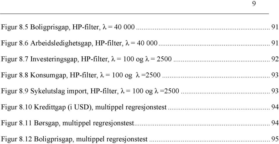 8 Konsumgap, HP-filter, λ = 100 og λ =2500... 93 Figur 8.9 Sykelutslag import, HP-filter, λ = 100 og λ =2500.