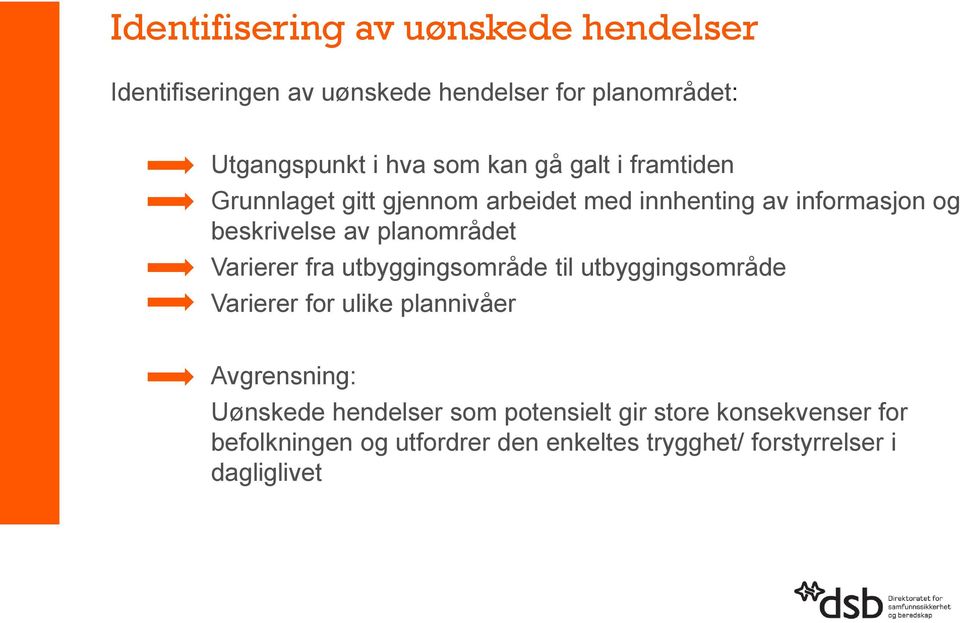 planområdet Varierer fra utbyggingsområde til utbyggingsområde Varierer for ulike plannivåer Avgrensning: Uønskede