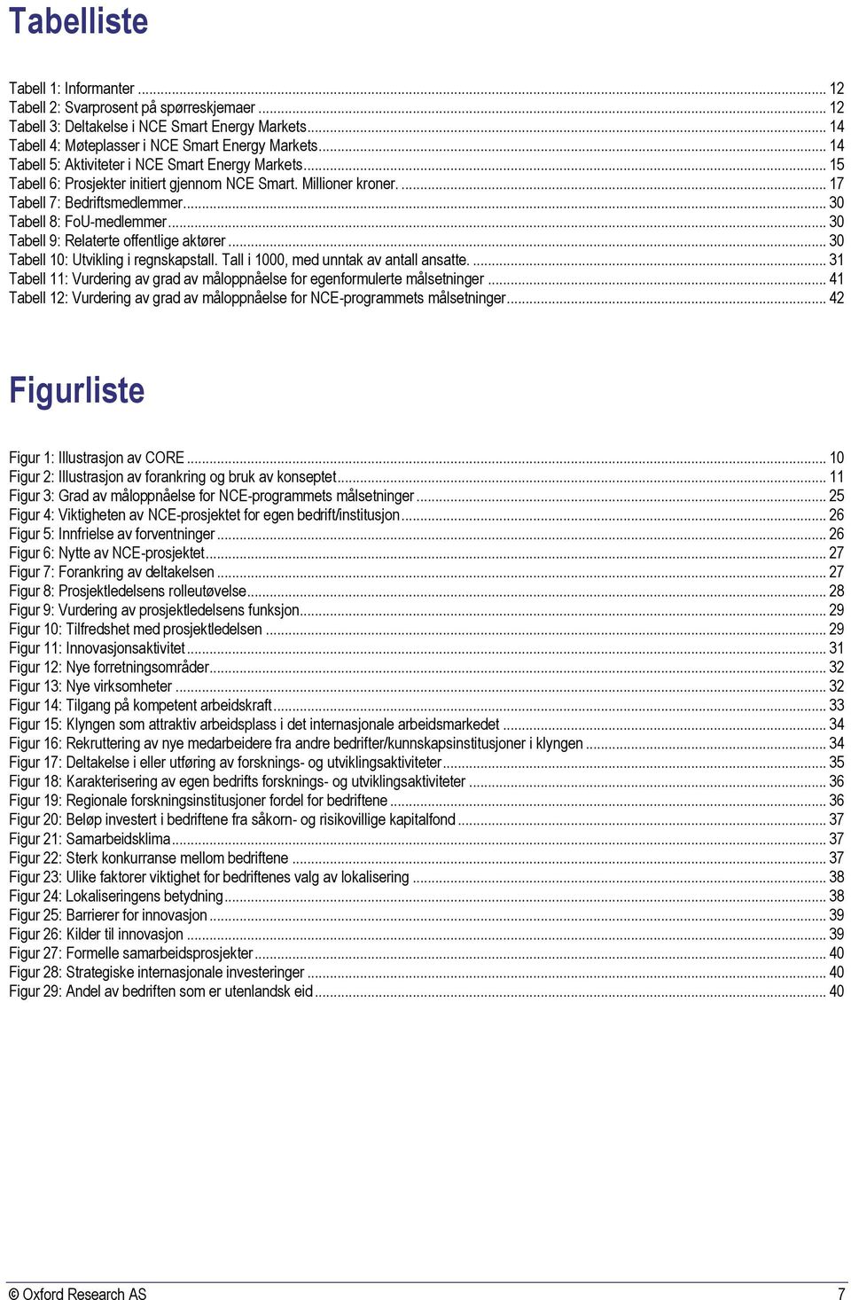 .. 30 Tabell 9: Relaterte offentlige aktører... 30 Tabell 10: Utvikling i regnskapstall. Tall i 1000, med unntak av antall ansatte.