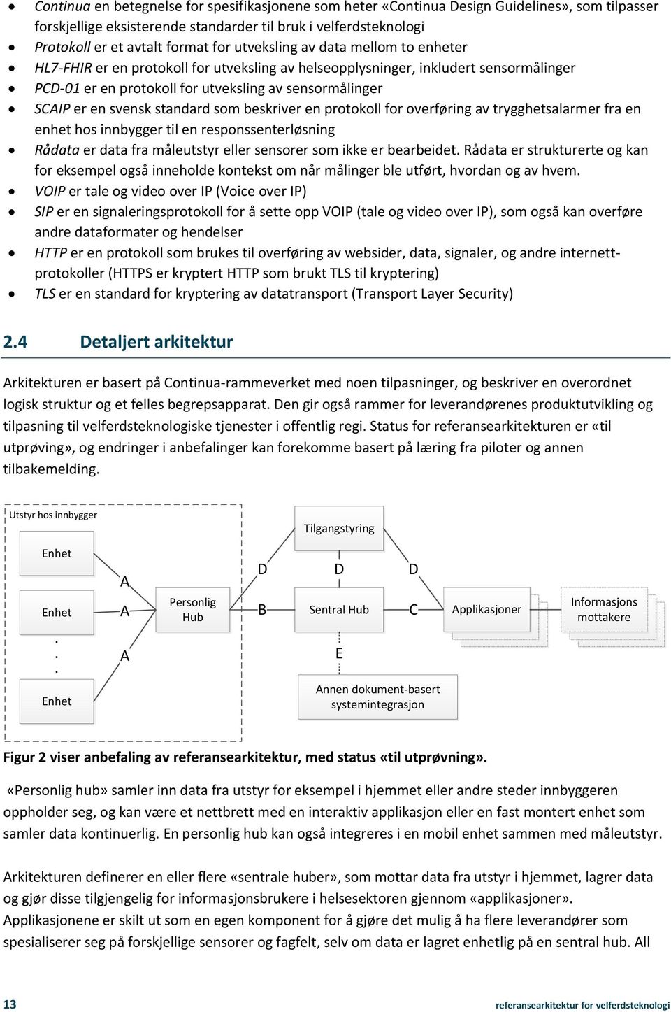 standard som beskriver en protokoll for overføring av trygghetsalarmer fra en enhet hos innbygger til en responssenterløsning Rådata er data fra måleutstyr eller sensorer som ikke er bearbeidet.