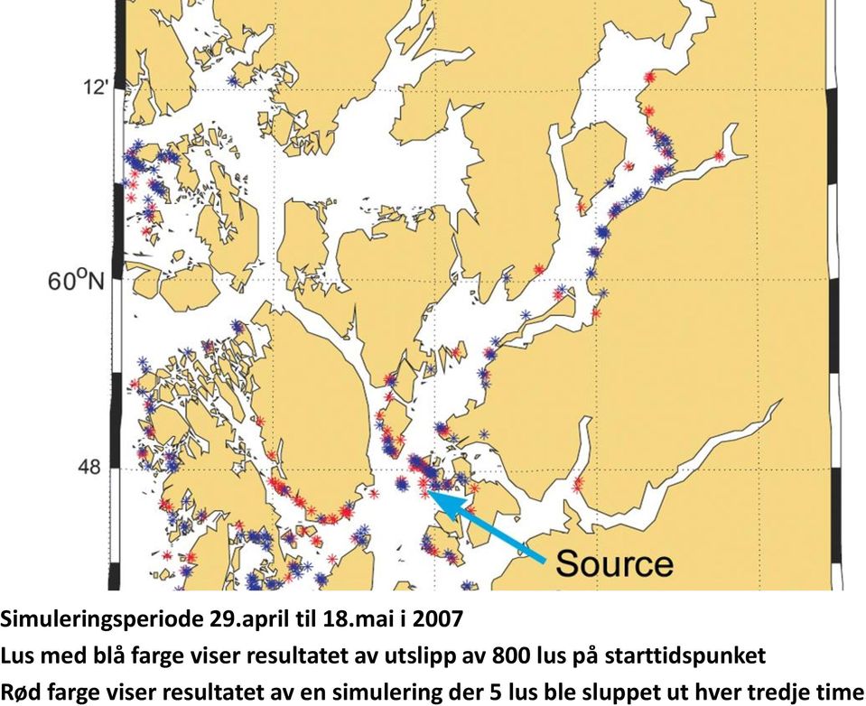 utslipp av 800 lus på starttidspunket Rød farge