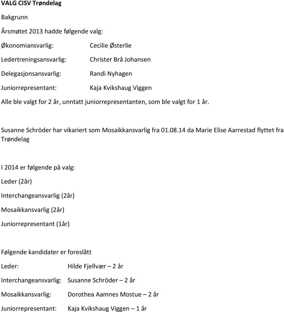 Susanne Schröder har vikariert som Mosaikkansvarlig fra 01.08.