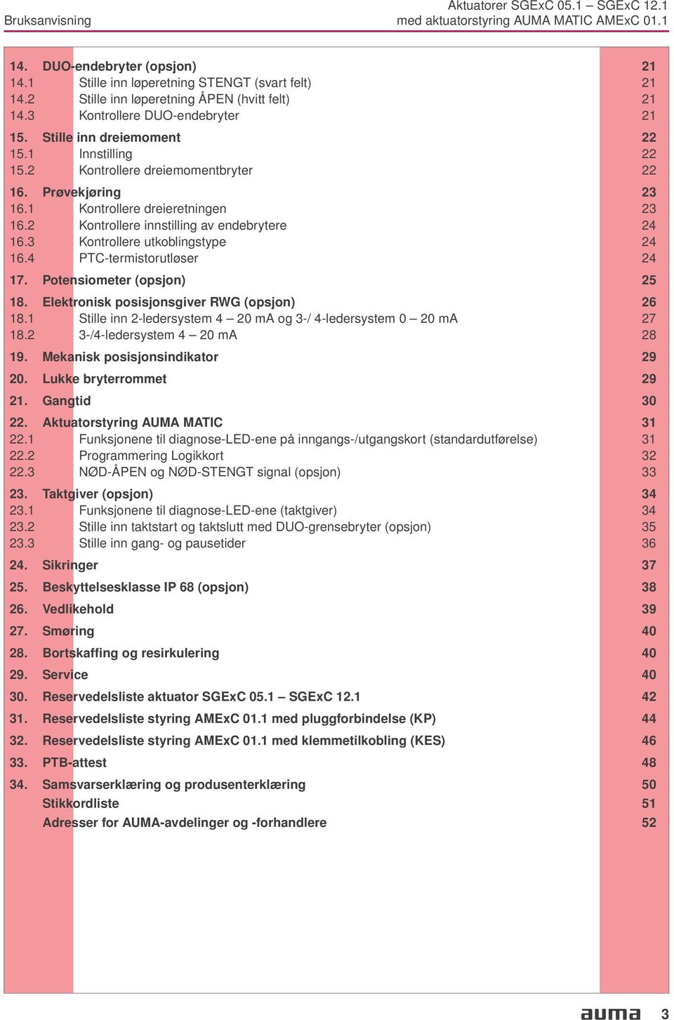 24 163 Kontrollere utkoblingstype 24 164 PTC-termistorutløser 24 17 Potensiometer (opsjon) 25 18 Elektronisk posisjonsgiver RWG (opsjon) 26 181 Stille inn 2-ledersystem 4 20 ma og 3-/ 4-ledersystem 0