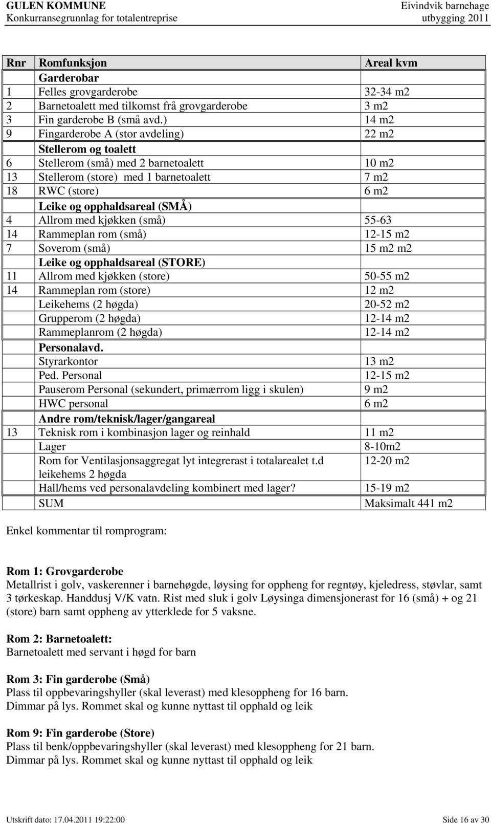 (SMÅ) 4 Allrom med kjøkken (små) 55-63 14 Rammeplan rom (små) 12-15 m2 7 Soverom (små) 15 m2 m2 Leike og opphaldsareal (STORE) 11 Allrom med kjøkken (store) 50-55 m2 14 Rammeplan rom (store) 12 m2