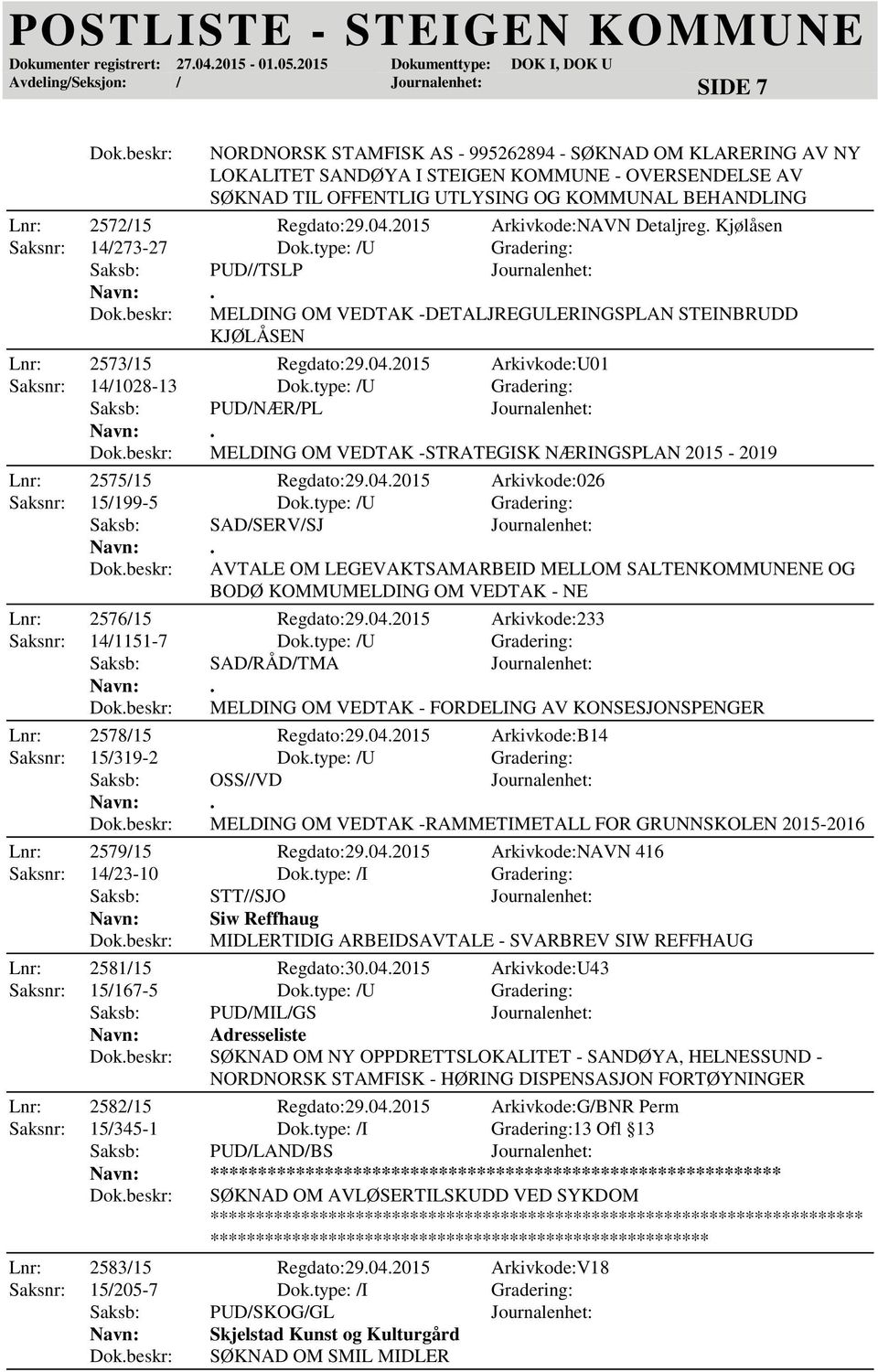 MELDING OM VEDTAK -DETALJREGULERINGSPLAN STEINBRUDD KJØLÅSEN Lnr: 2573/15 Regdato:29.04.2015 Arkivkode:U01 Saksnr: 14/1028-13 Dok.type: /U Gradering: Saksb: PUD/NÆR/PL Journalenhet:.