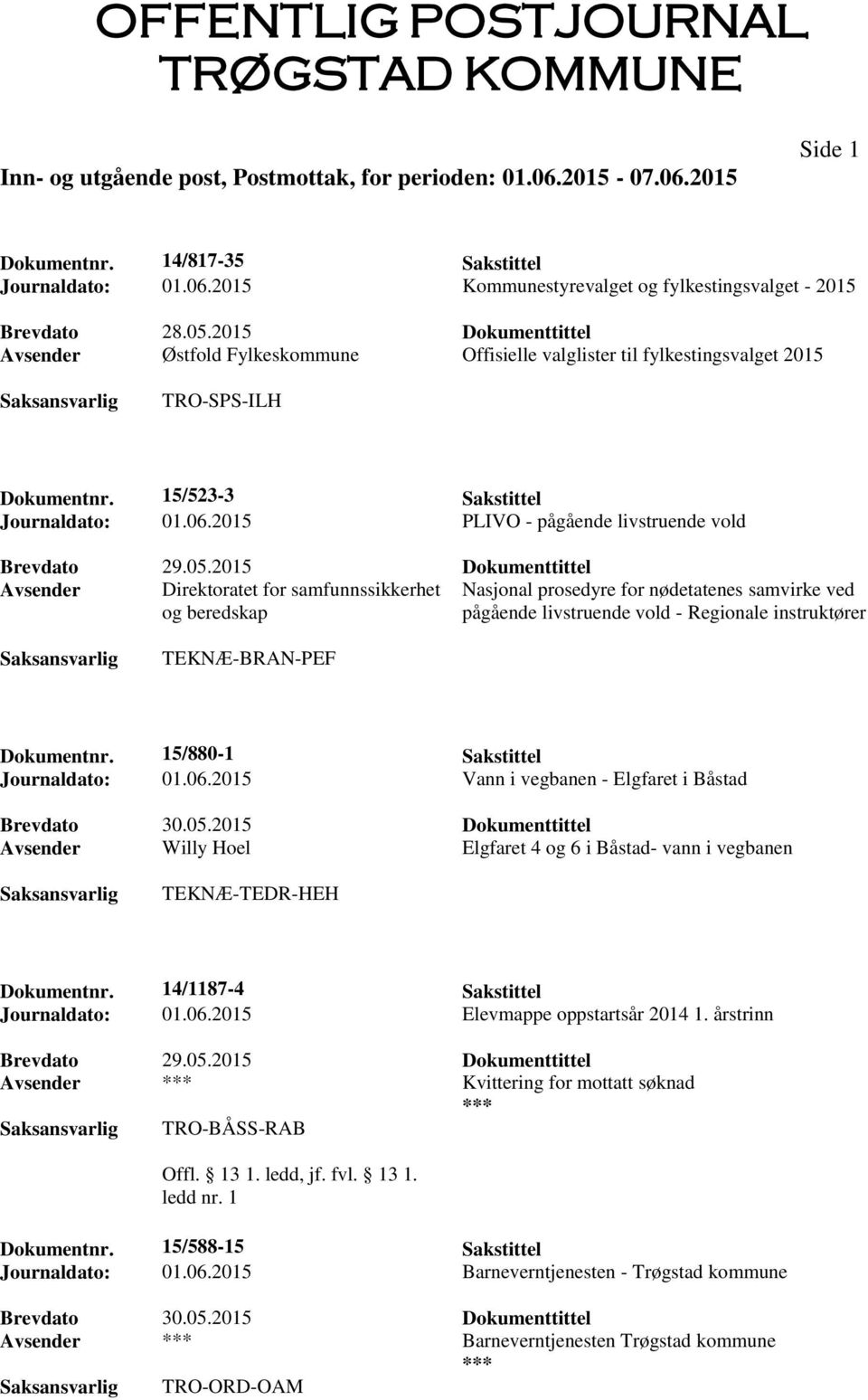 2015 PLIVO - pågående livstruende vold Brevdato 29.05.