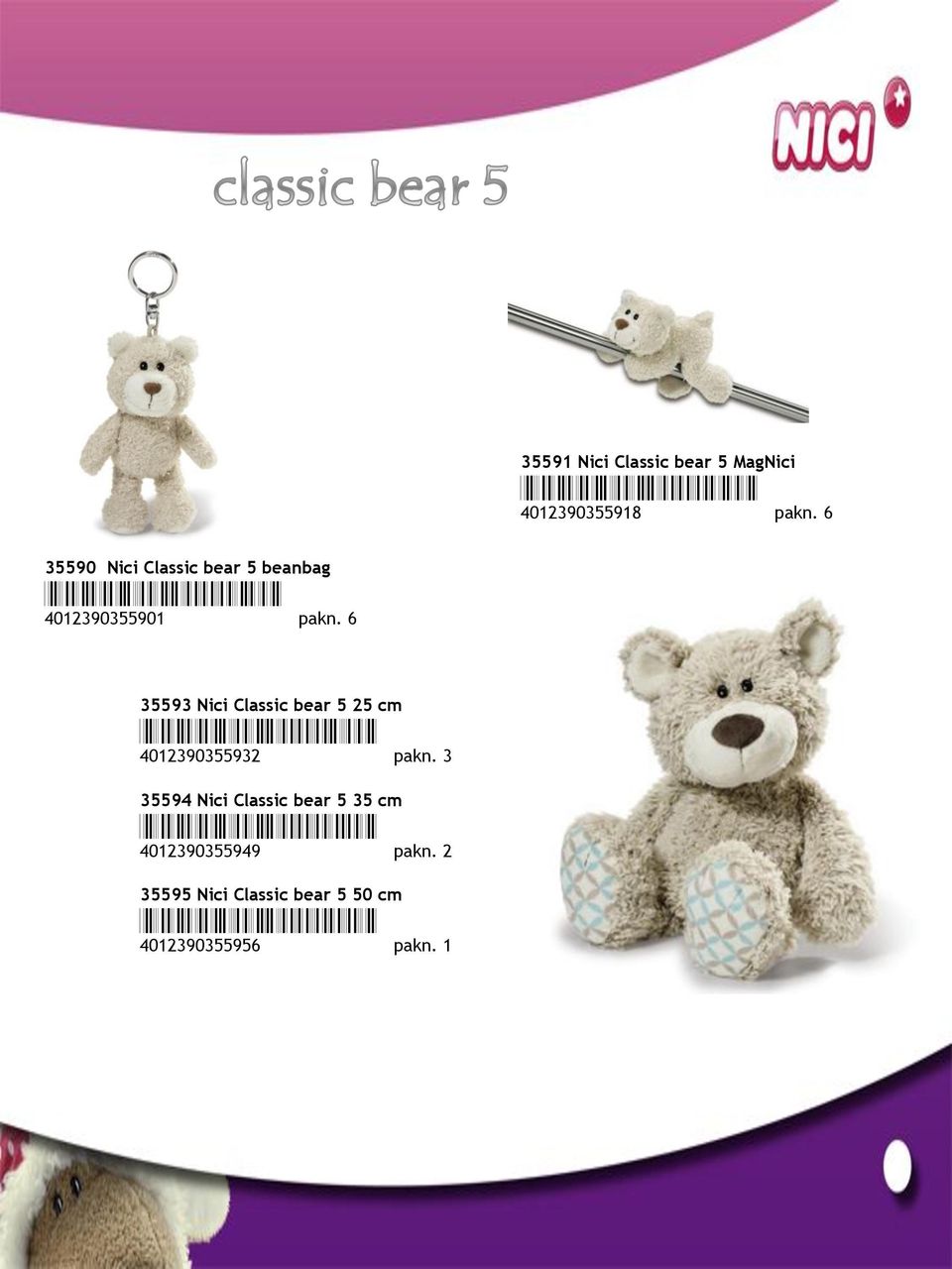 6 35593 Nici Classic bear 5 25 cm *4012390355932* 4012390355932 pakn.