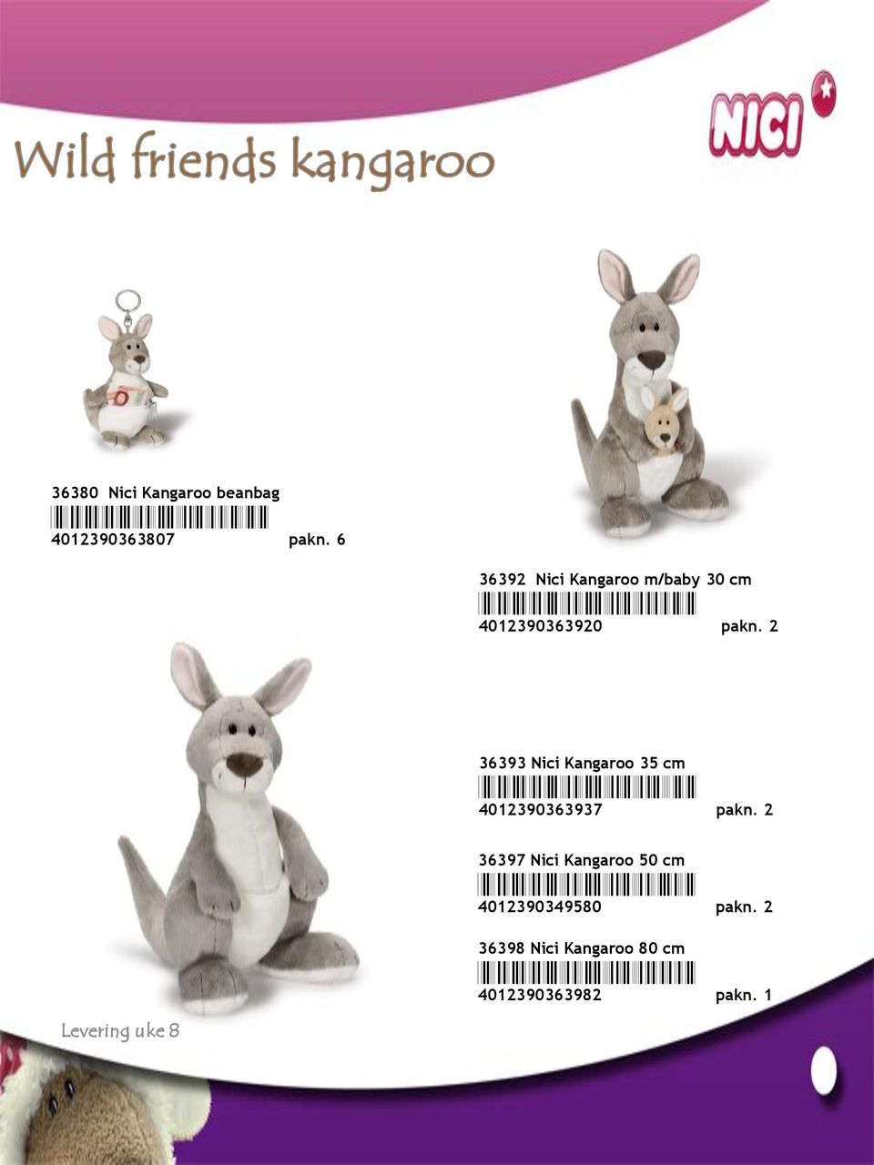 2 36393 Nici Kangaroo 35 cm *4012390363937* 4012390363937 pakn.