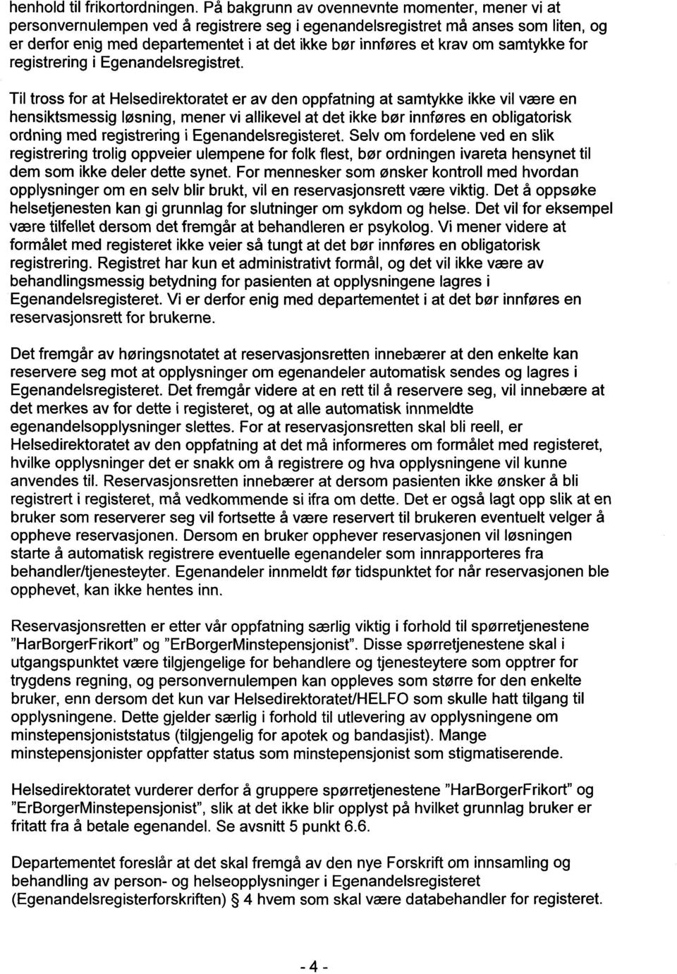 om samtykke for registrering i Egenandelsregistret.