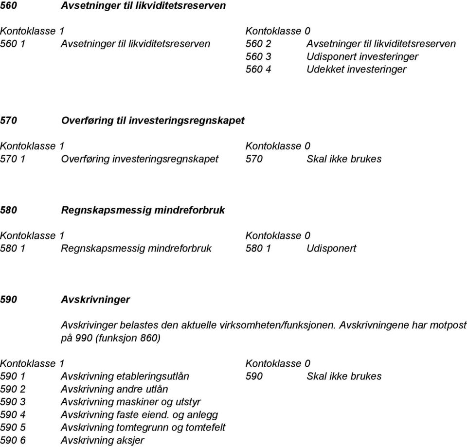 Udisponert 590 Avskrivninger Avskrivinger belastes den aktuelle virksomheten/funksjonen.