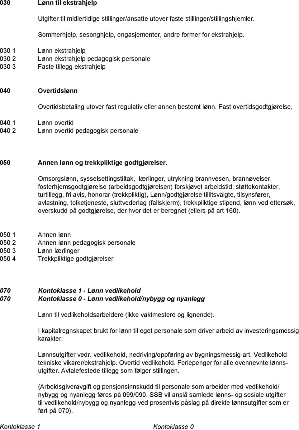 Fast overtidsgodtgjørelse. 040 1 Lønn overtid 040 2 Lønn overtid pedagogisk personale 050 Annen lønn og trekkpliktige godtgjørelser.