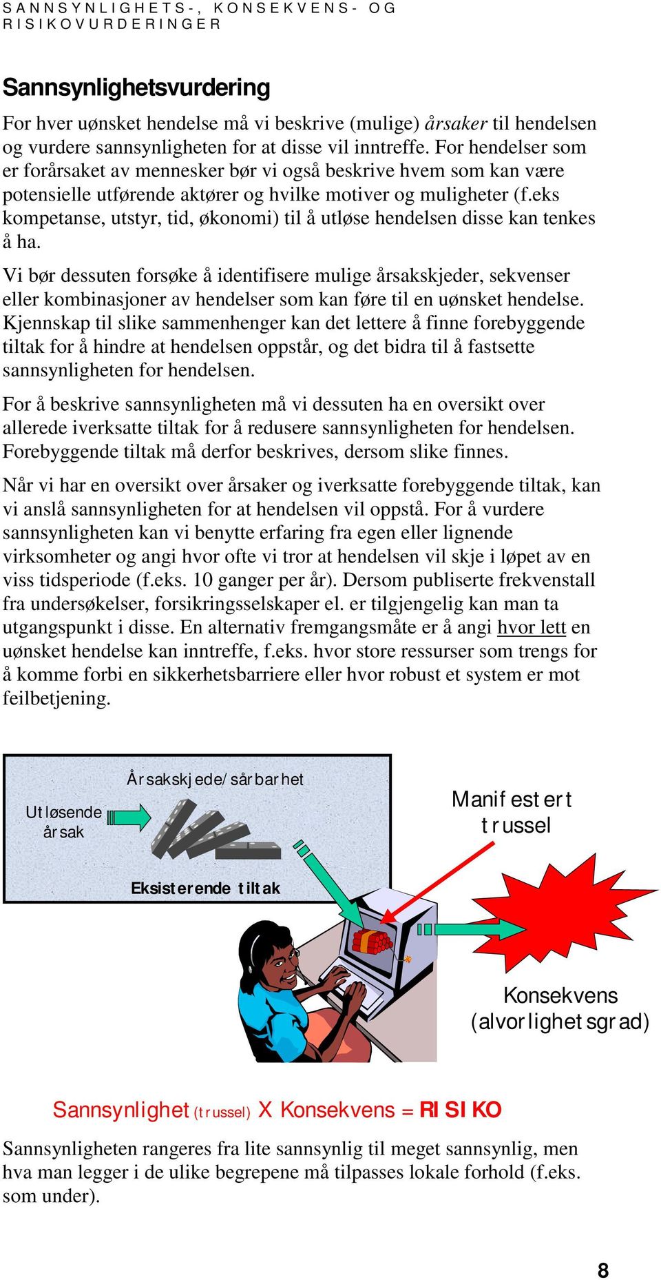 eks kompetanse, utstyr, tid, økonomi) til å utløse hendelsen disse kan tenkes å ha.