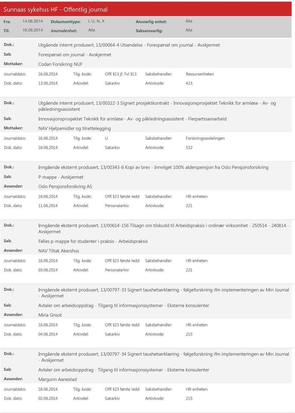 eksternt produsert, 13/00343-6 Kopi av brev - Innvilget 100% alderspensjon fra Oslo Pensjonsforsikring Oslo Pensjonsforsikring AS Inngående eksternt produsert, 13/00614-156 Tilsagn om tilskudd til