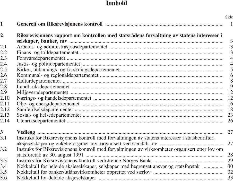 .. 5 2.6 Kommunal- og regionaldepartementet... 6 2.7 Kulturdepartementet... 8 2.8 Landbruksdepartementet... 9 2.9 Miljøverndepartementet... 12 2.10 Nærings- og handelsdepartementet... 12 2.11 Olje- og energidepartementet.