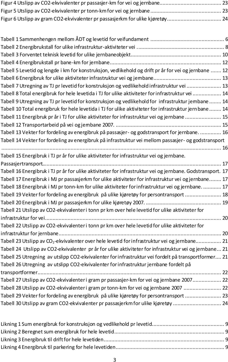 .. 6 Tabell 2 Energibrukstall for ulike infrastruktur-aktiviteter vei.... 8 Tabell 3 Forventet teknisk levetid for ulike jernbaneobjekt... 10 Tabell 4 Energibrukstall pr bane-km for jernbane.