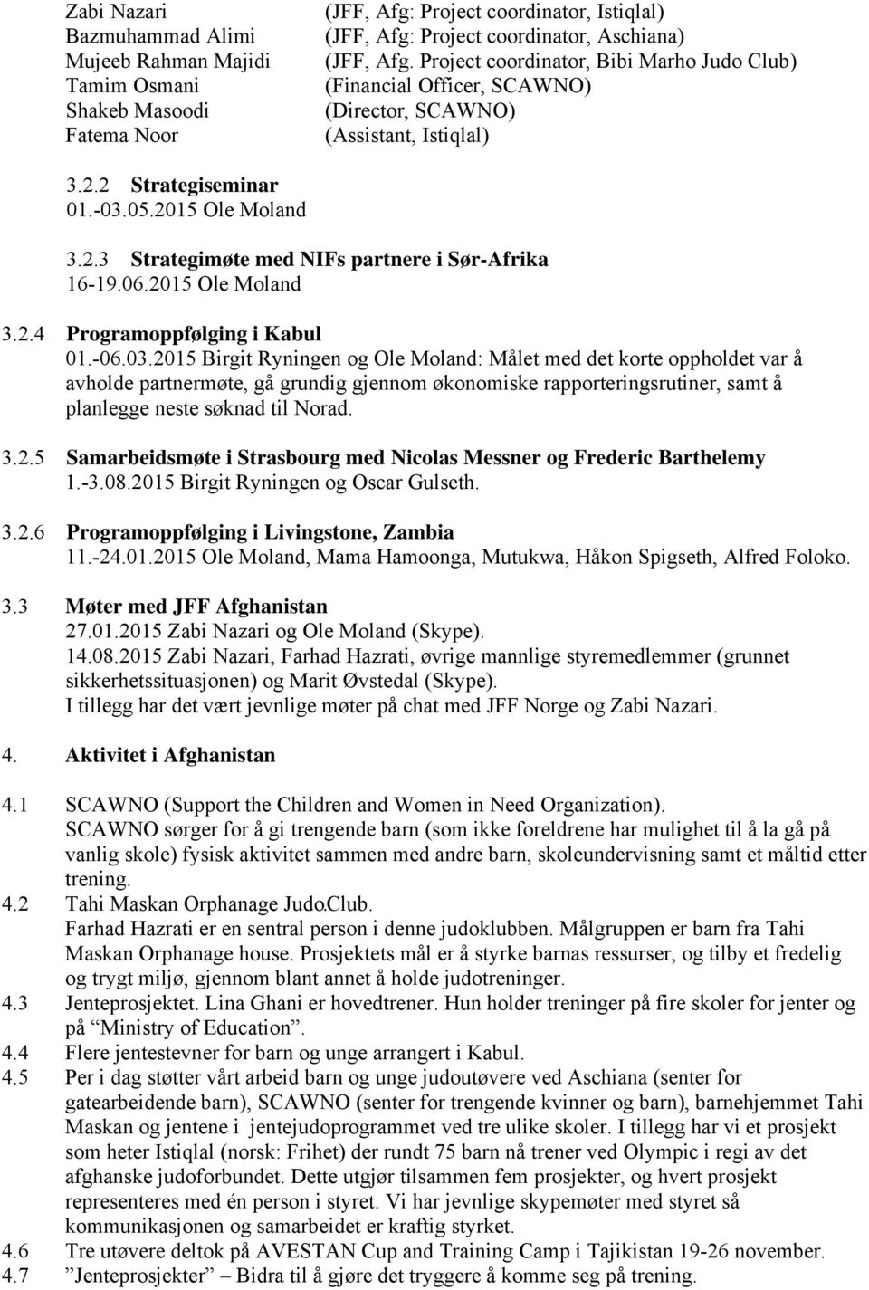 06.2015 Ole Moland 3.2.4 Programoppfølging i Kabul 01.-06.03.