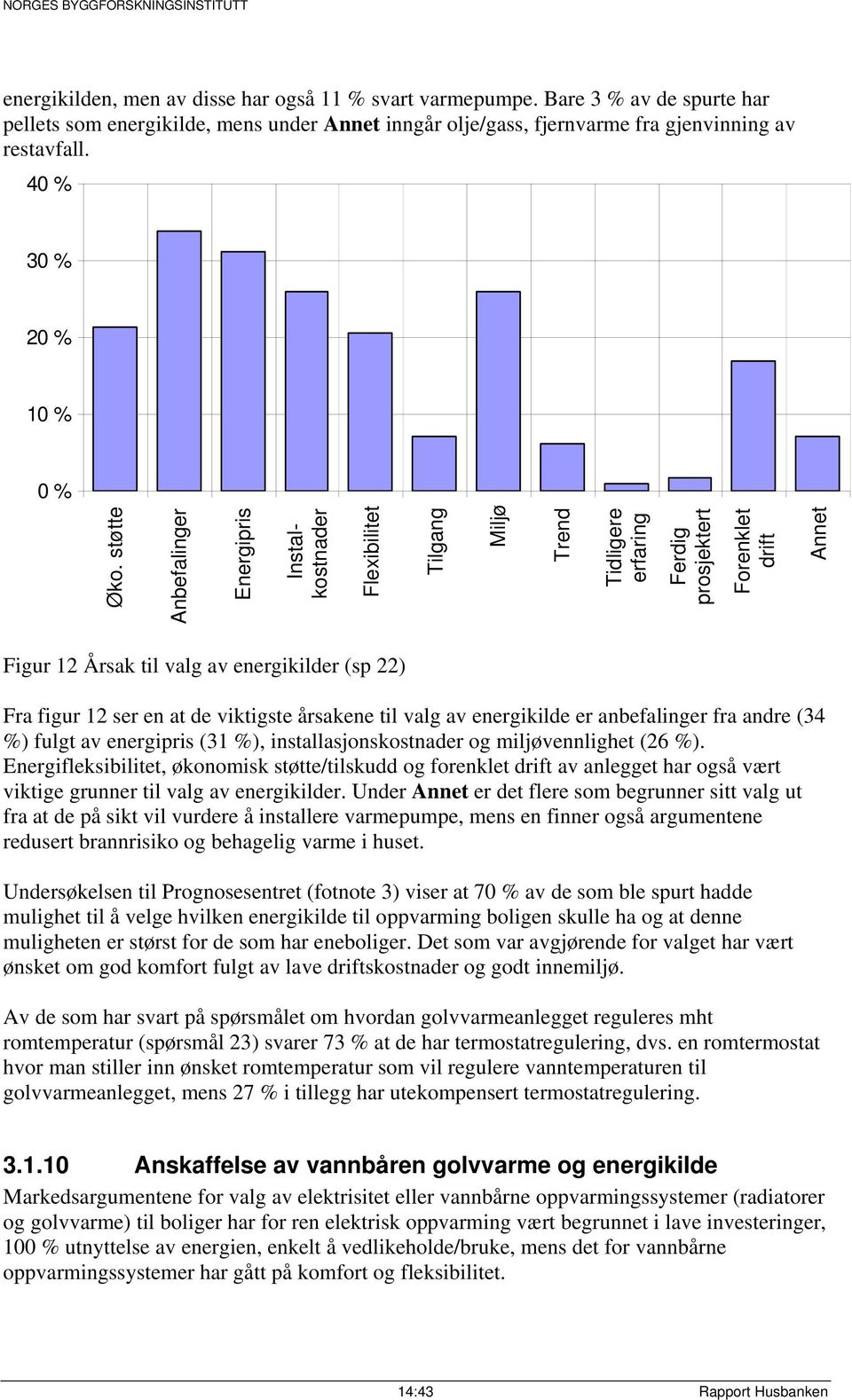 12 ser en at de viktigste årsakene til valg av energikilde er anbefalinger fra andre (34 %) fulgt av energipris (31 %), installasjonskostnader og miljøvennlighet (26 %).