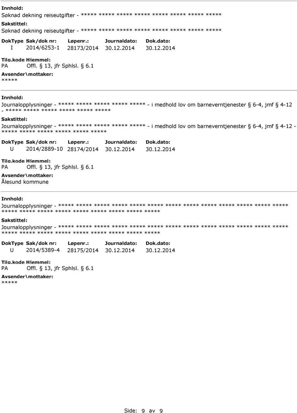 Journalopplysninger - - i medhold lov om barneverntjenester 6-4, jmf 4-12 - 2014/2889-10