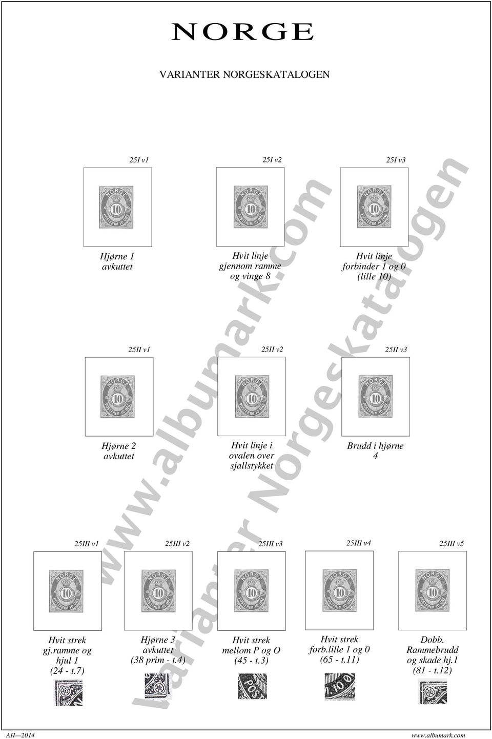 forbinder 1 og 0 (lille 10) 25II v1 25II v2 25II v3 Hvit linje i ovalen over sjallstykket 25III v1 25III v2