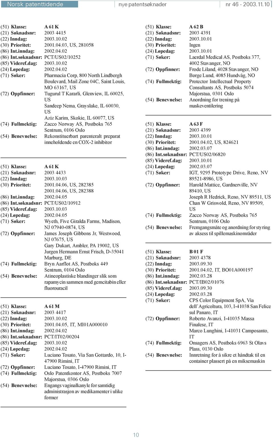 02 (71) Søker: Pharmacia Corp, 800 North Lindbergh Boulevard, Mail Zone 04C, Saint Louis, MO 63167, (72) Oppfinner: Tugurul T Kararli, Glenview, IL 60025, Sandeep Nema, Grayslake, IL 60030, Aziz