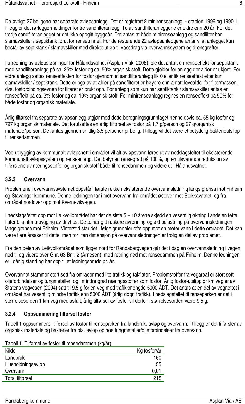 Det antas at både minirenseanlegg og sandfilter har slamavskiller / septiktank forut for rensetrinnet.