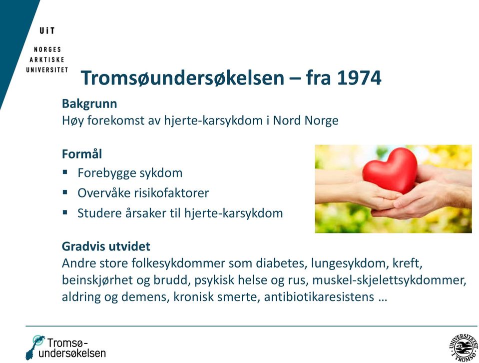 Andre store folkesykdommer som diabetes, lungesykdom, kreft, beinskjørhet og brudd, psykisk