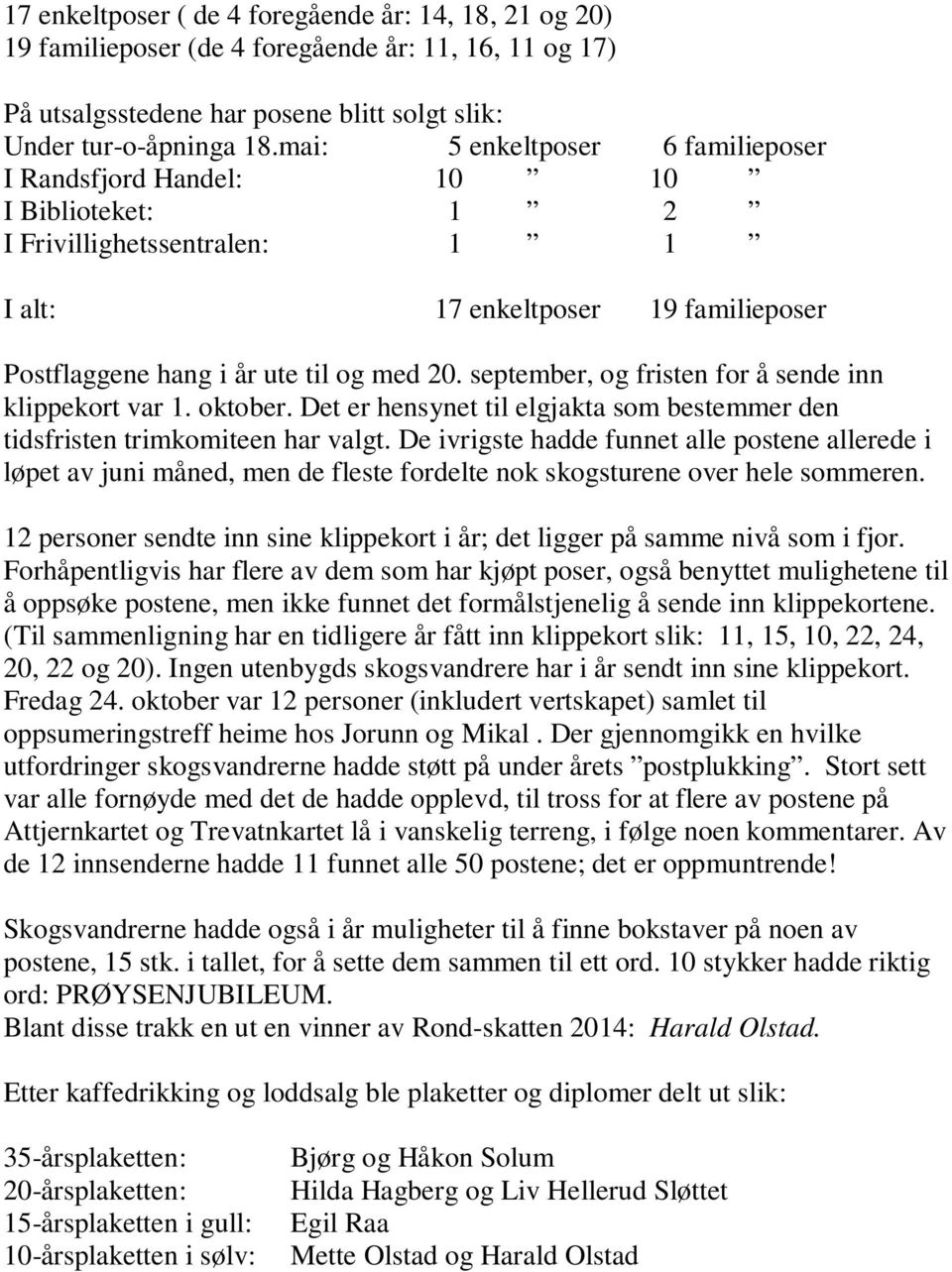 september, og fristen for å sende inn klippekort var 1. oktober. Det er hensynet til elgjakta som bestemmer den tidsfristen trimkomiteen har valgt.