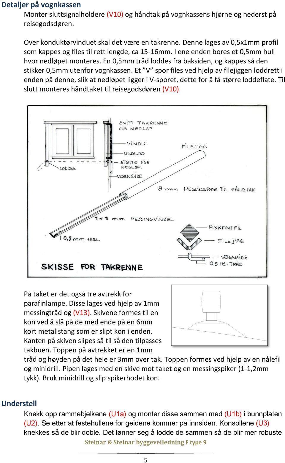 En 0,5mm tråd loddes fra baksiden, og kappes så den stikker 0,5mm utenfor vognkassen.