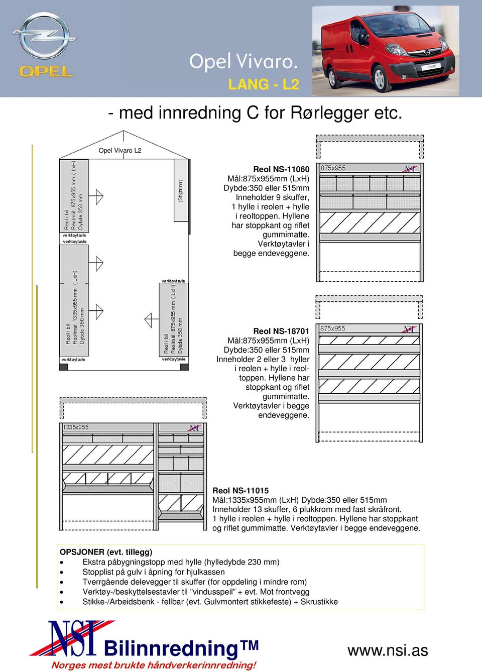 Reol NS-18701 Mål:875x955mm (LxH) Inneholder 2 eller 3 hyller i reolen + hylle i reoltoppen.