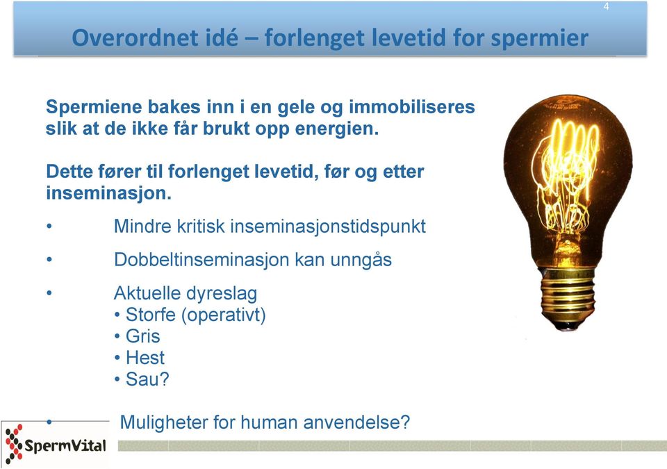 Dette fører til forlenget levetid, før og etter inseminasjon.