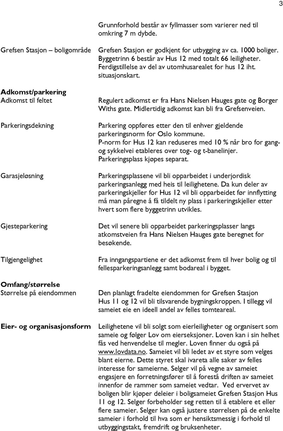 Adkomst/parkering Adkomst til feltet Parkeringsdekning Garasjeløsning Gjesteparkering Tilgjengelighet Omfang/størrelse Størrelse på eiendommen Regulert adkomst er fra Hans Nielsen Hauges gate og