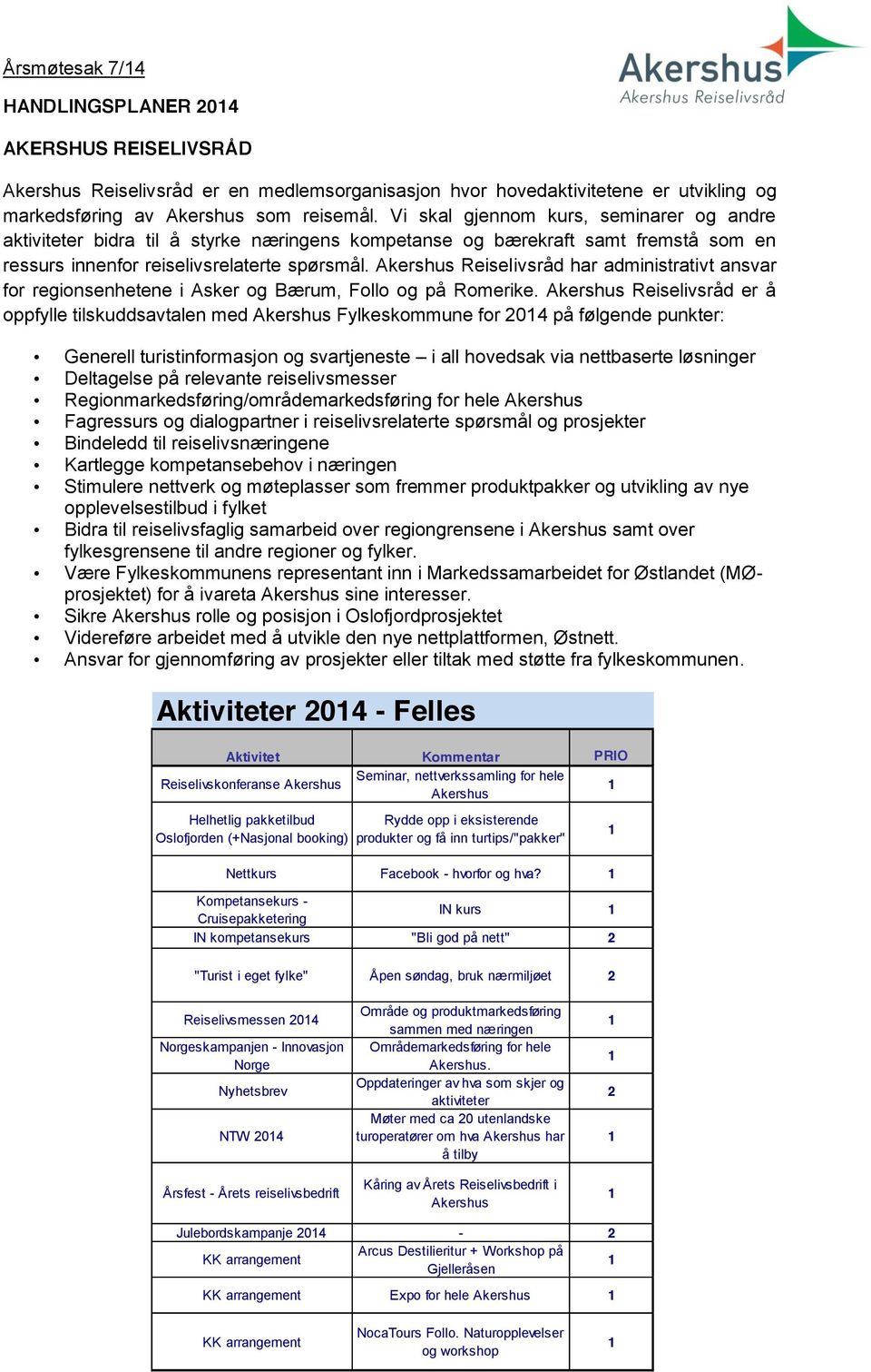 Akershus Reiselivsråd har administrativt ansvar for regionsenhetene i Asker og Bærum, Follo og på Romerike.