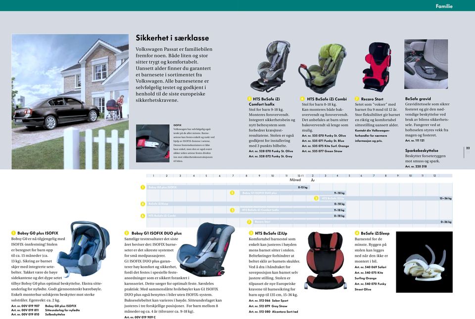 ISOFIX Volkswagen har selvfølgelig også tenkt på de aller minste. Barnesetene kan festes enkelt og raskt ved hjelp av ISOFIX-festene i setene.