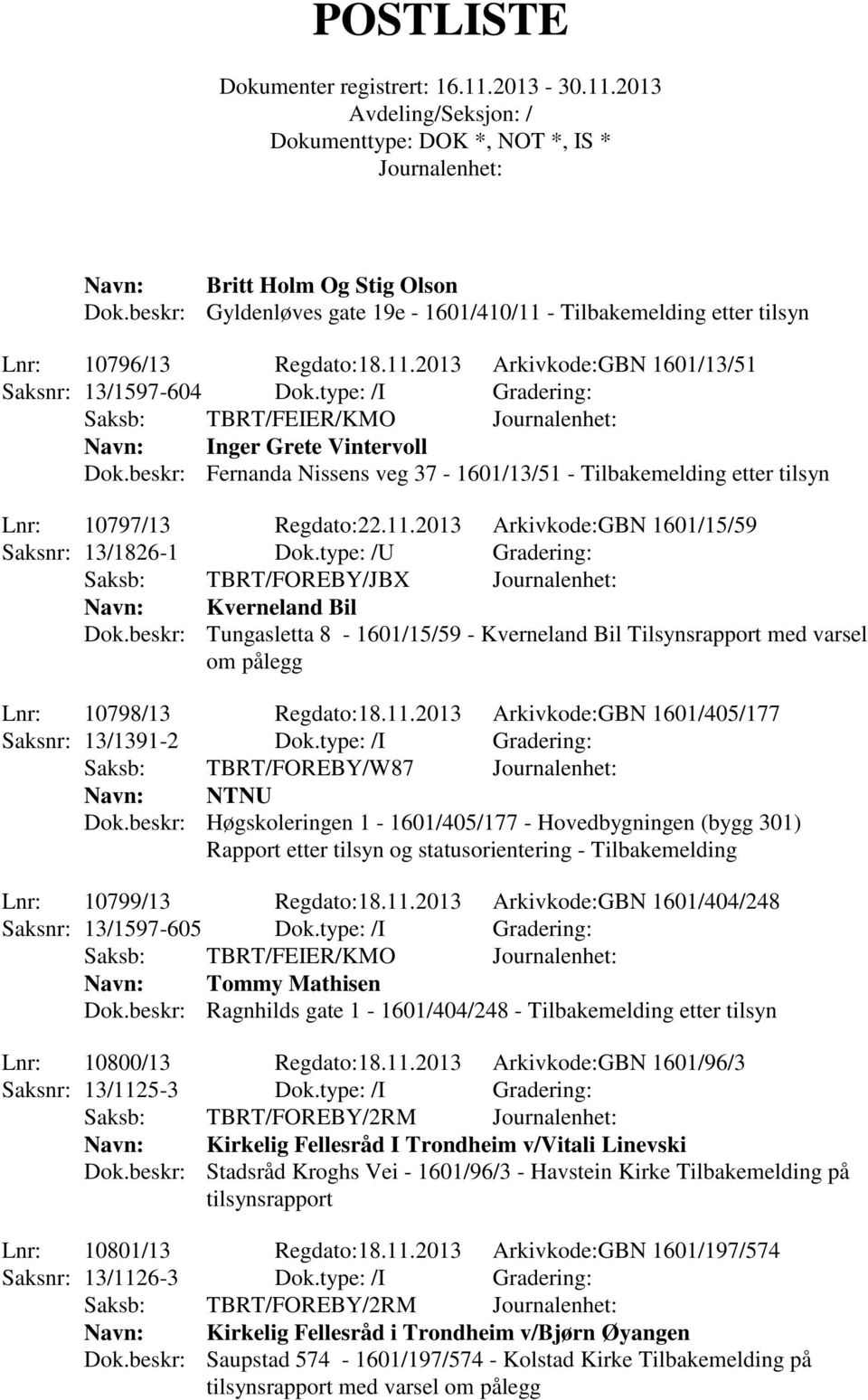 2013 Arkivkode:GBN 1601/15/59 Saksnr: 13/1826-1 Dok.type: /U Gradering: Saksb: TBRT/FOREBY/JBX Kverneland Bil Dok.