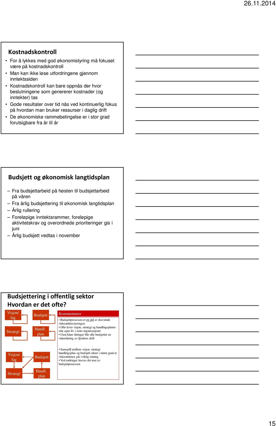 fra år til år Budsjett og økonomisk langtidsplan Fra budsjettarbeid på høsten til budsjettarbeid på våren Fra årlig budsjettering til økonomisk langtidsplan Årlig rullering Foreløpige inntektsrammer,