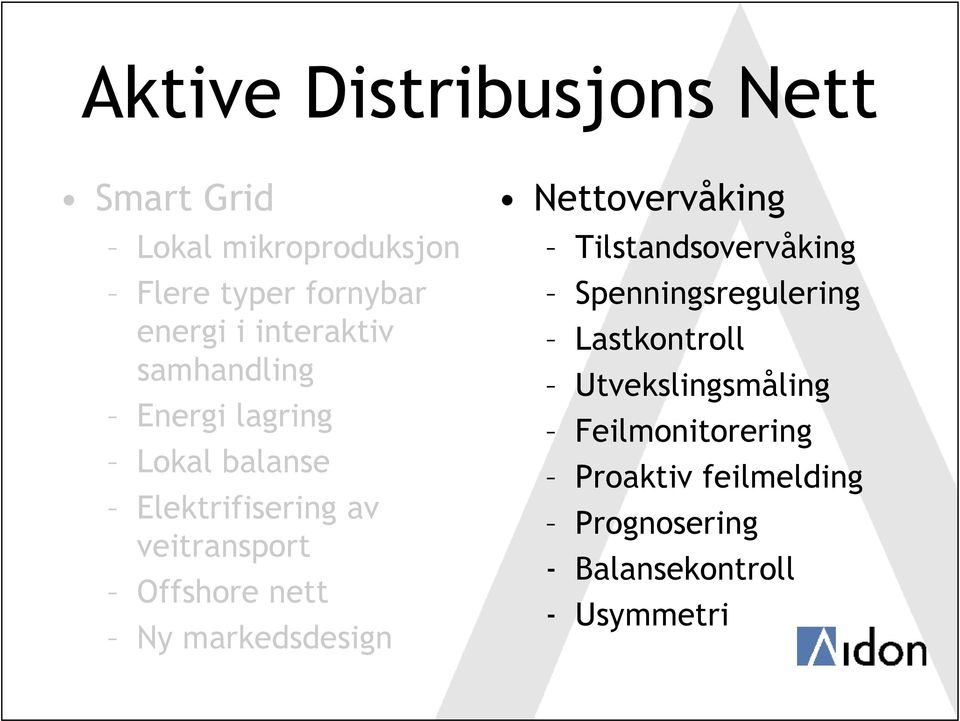 Offshore nett Ny markedsdesign Nettovervåking - Tilstandsovervåking Spenningsregulering