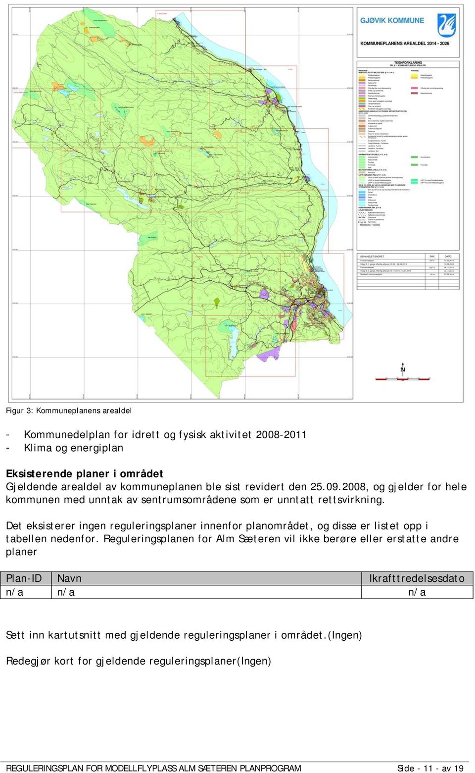 Det eksisterer ingen reguleringsplaner innenfor planområdet, og disse er listet opp i tabellen nedenfor.