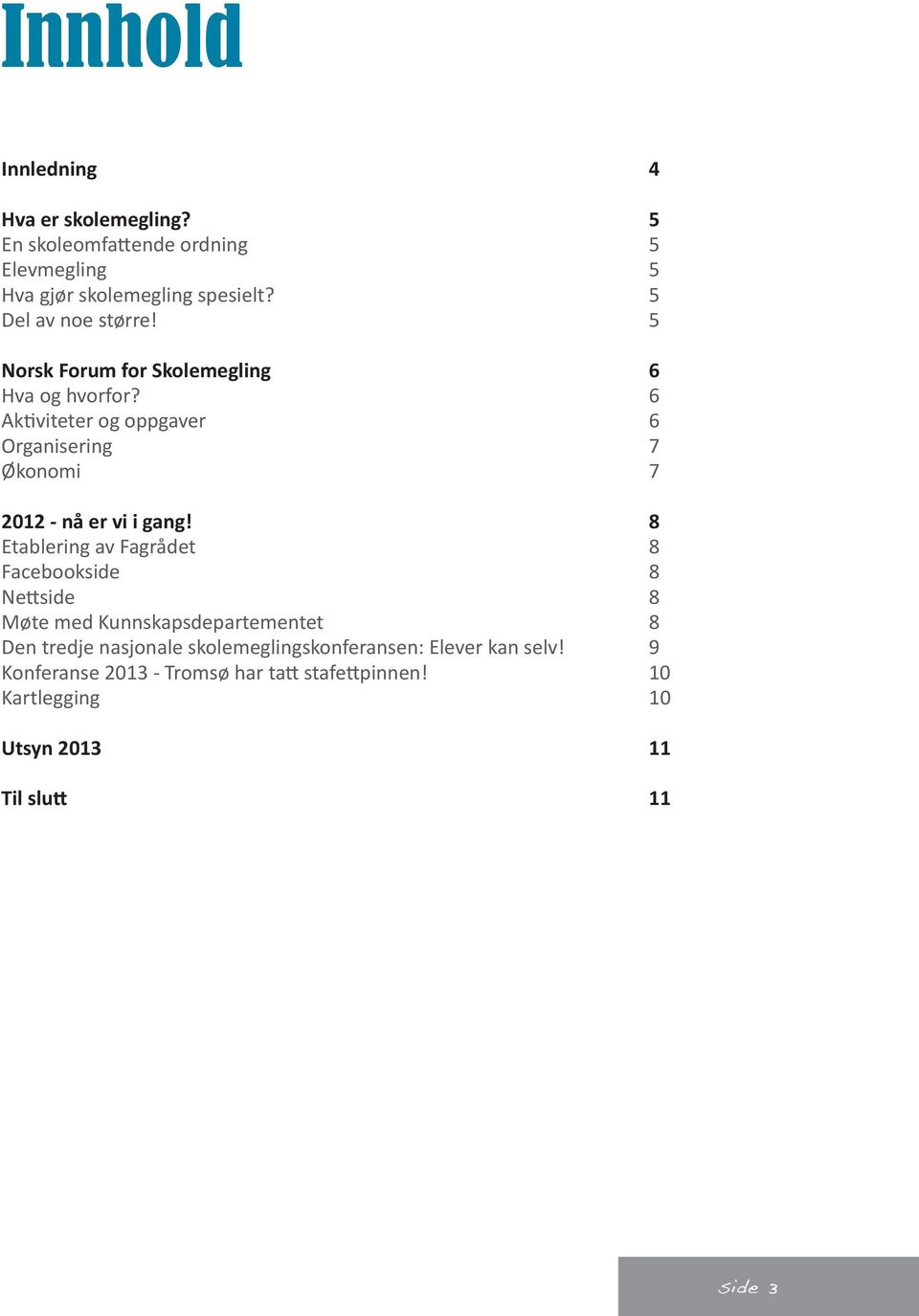 6 Aktiviteter og oppgaver 6 Organisering 7 Økonomi 7 2012 - nå er vi i gang!