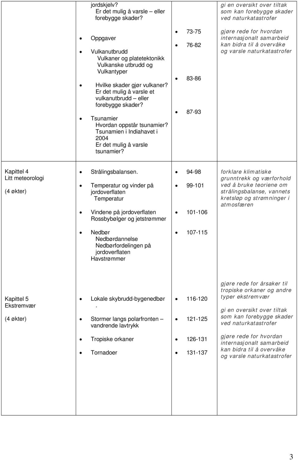 73-75 76-82 83-86 87-93 gjøre rede for hvordan internasjonalt samarbeid kan bidra til å overvåke og varsle naturkatastrofer Kapittel 4 Litt meteorologi Strålingsbalansen.