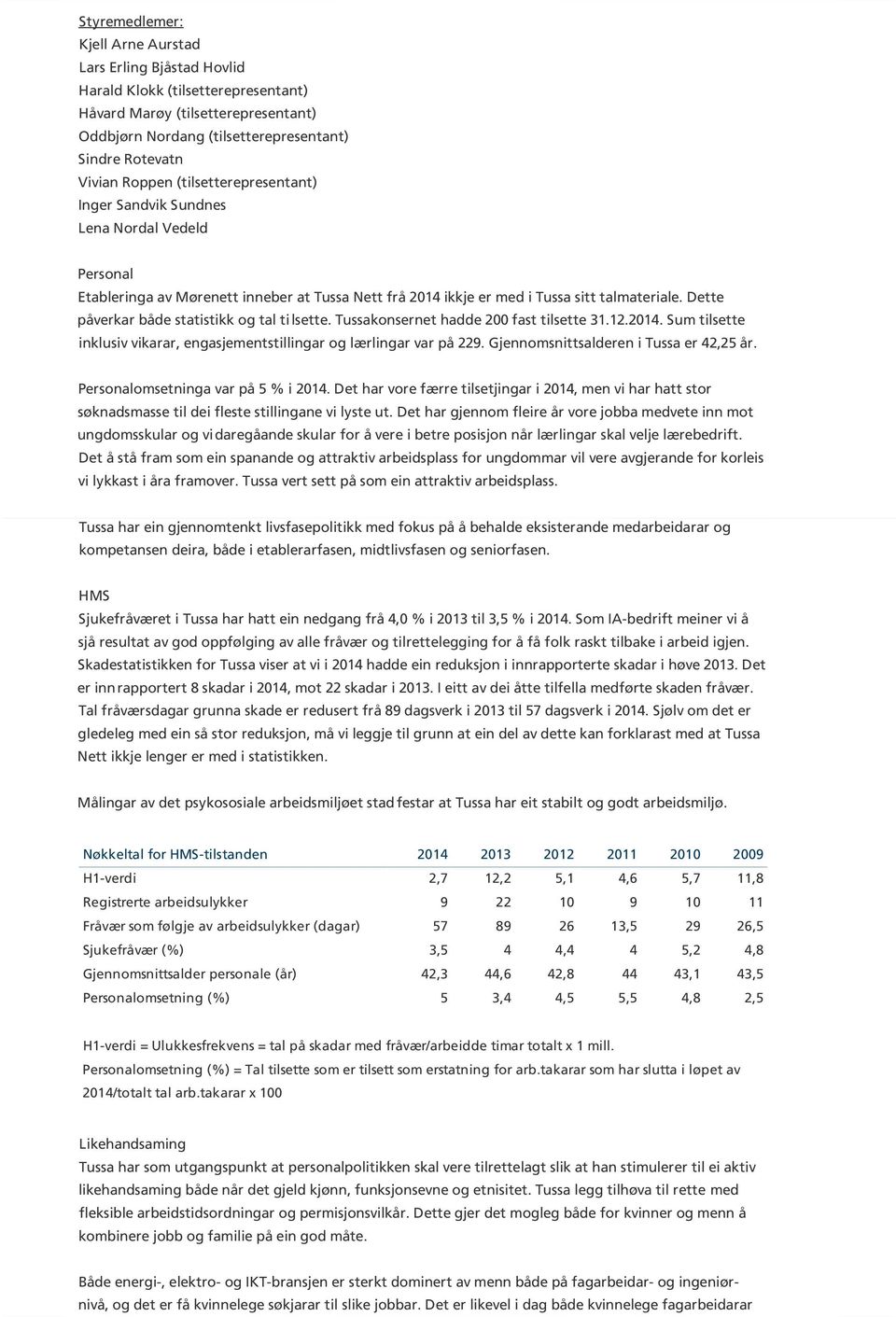 Tussa arbeider medvete for å leggje til rette for at kvinner i sterkare grad søkjer leiarstillingar i Tussa.