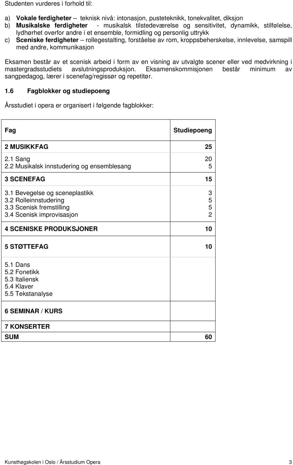 kommunikasjon Eksamen består av et scenisk arbeid i form av en visning av utvalgte scener eller ved medvirkning i mastergradsstudiets avslutningsproduksjon.