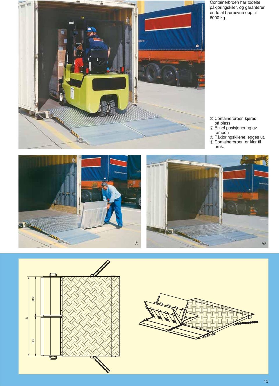 Containerbroen kjøres på plass Enkel posisjonering av