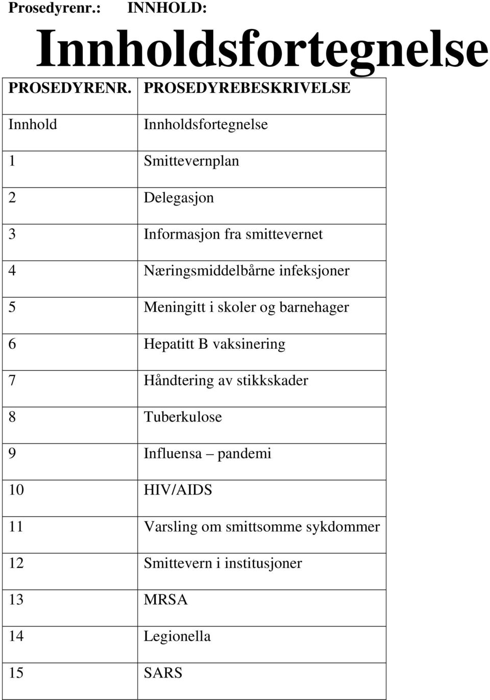 smittevernet 4 Næringsmiddelbårne infeksjoner 5 Meningitt i skoler og barnehager 6 Hepatitt B vaksinering