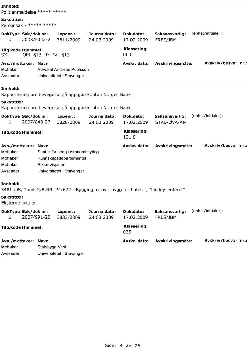 på oppgjørskonto i Norges Bank 2007/848-27 3828/2009 17.02.2009 TAB-ØVA/AN 121.