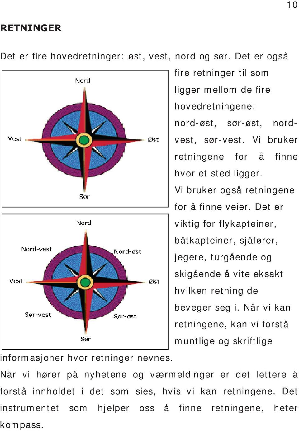 Vi bruker også retningene for å finne veier.