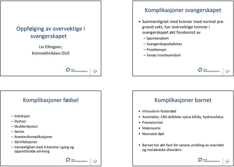 Dystoci Skulderdystoci Sectio Anestesikomplikasjoner Sårinfeksjoner Vanskelighet med å komme i gang og opprettholde amming Komplikasjoner barnet Intrauterin