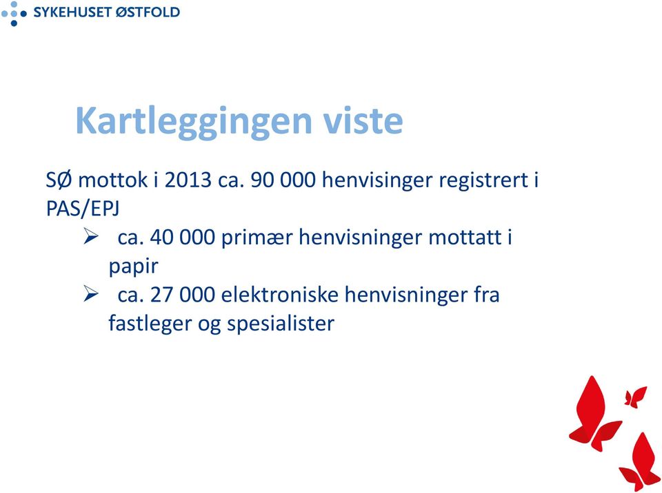 40 000 primær henvisninger mottatt i papir ca.