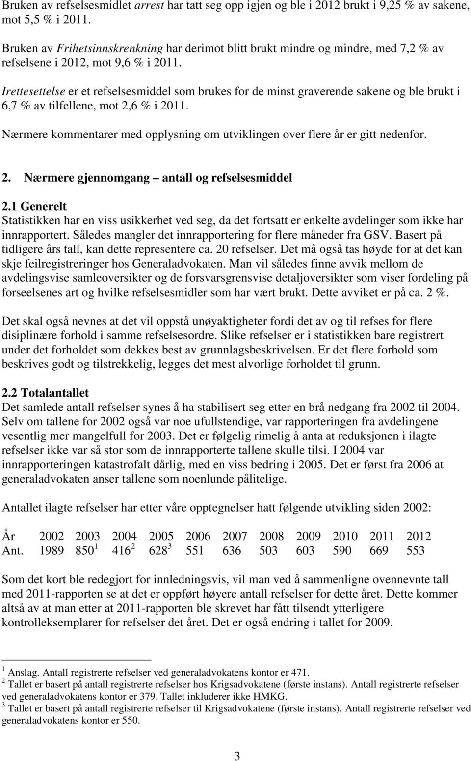 Irettesettelse er et refselsesmiddel som brukes for de minst graverende sakene og ble brukt i 6,7 % av tilfellene, mot 2,6 % i 2011.